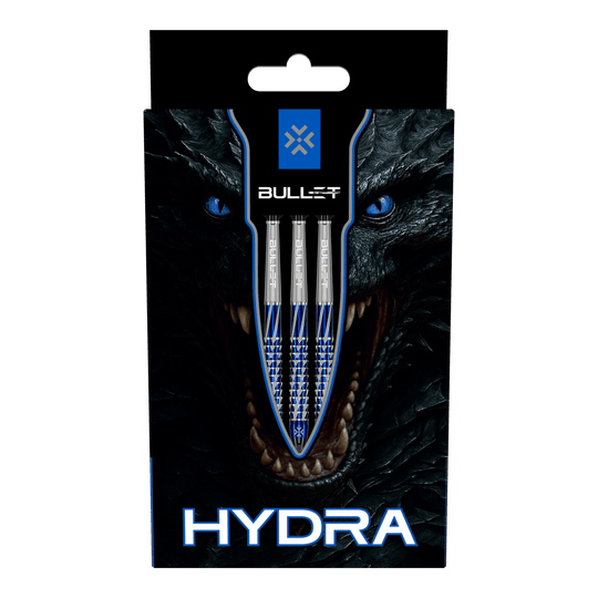 Bullet Hydra Softdarts - 20g Darts werden aus der seitlichen Perspektive gezeigt. Die Details der Dartspitzen und der Schäfte sind deutlich erkennbar.