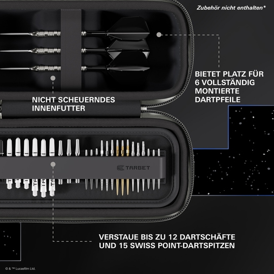 Target Star Wars Boa Dartcase - R2D2 Abgebildet ist das Target Star Wars Boa Dartcase - R2D2. Dies ist eine Darttasche im Stil von R2D2 aus Star Wars.
