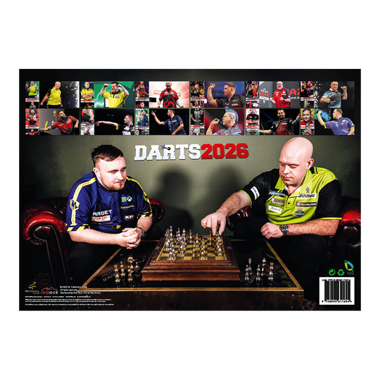 Darts Kalender 2026 Auf dem Bild ist der Darts Kalender 2026 zu sehen. Es handelt sich um einen Wandkalender mit Darts-Design für 2026.