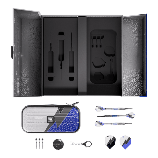 Target Phil Taylor Power X Chrono soft darts Zu sehen sind die Target Phil Taylor Power X Chrono Softdarts. Das Bild zeigt drei Darts nebeneinander.