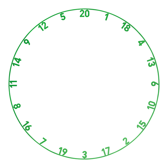 Hier ist das Precise 180 Endorphine Steeldartboard mit Nummernring in der Farbe Emerald Green zu sehen. Es handelt sich um ein hochwertiges Steeldartboard mit Zahlenring.
