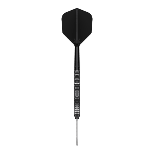 Target Japan Black Marque Draco GEN2 steel darts Auf dem Bild ist ein schwarzer Steeldart der Marke Target Japan Black Marque Draco GEN2 zu sehen. Der Dart hat ein modernes, gerilltes Design und eine scharfe Spitze.
