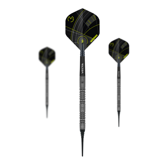 Winmau Michael Van Gerwen Signature Edition Softdarts - 20g Das Bild zeigt die Winmau Michael Van Gerwen Signature Edition Softdarts mit einem Gewicht von 20g. Die Darts sind im Set abgebildet.