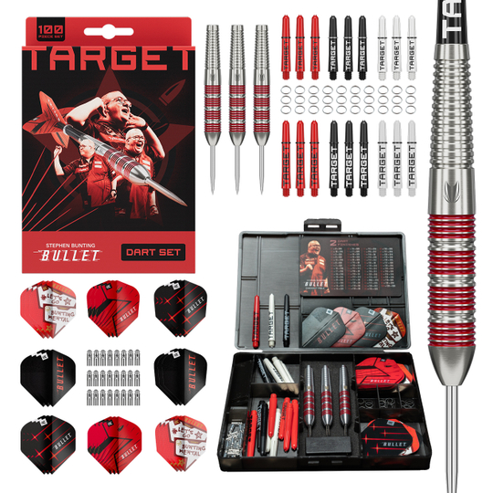 Target Stephen Bunting Bullet 100 Piece Brass Steeldart Set - 22g Target Stephen Bunting Bullet 100 Piece Brass Steeldart Set - 22g