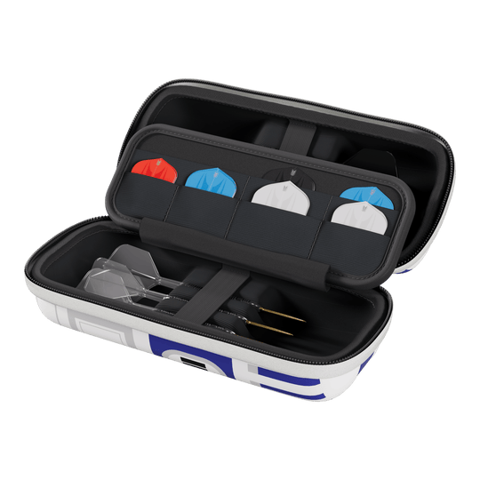 Target Star Wars Boa Dartcase - R2D2 Das Bild zeigt das Target Star Wars Boa Dartcase im R2D2-Design. Das Dartcase ist für Fans von Star Wars und Dartspielern gedacht.