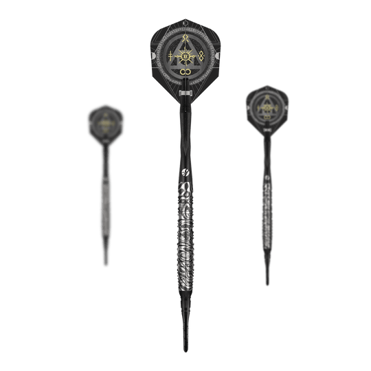 Shot Alchemy Runstel Soft Darts - 20g Abgebildet ist das Set der Shot Alchemy Runstel Softdarts mit 20 Gramm. Die Darts sind als Set zusammengefasst zu erkennen.