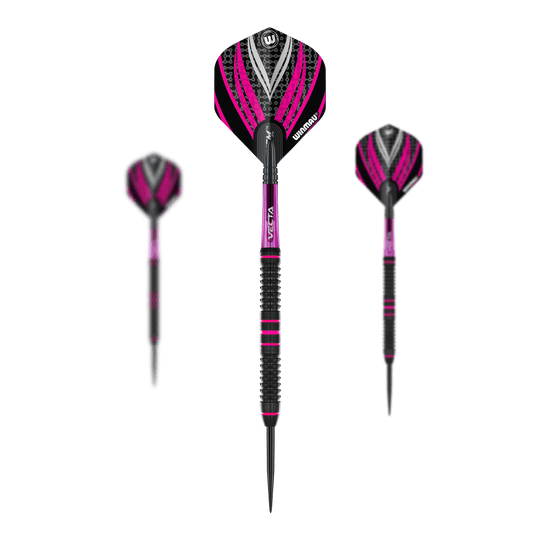 Winmau Team 360 Rebecca Allen Steel Darts - 24g Gezeigt wird ein Set der Winmau Team 360 Rebecca Allen Steeldarts - 24g. Dieses Set eignet sich ideal für Sammler und leidenschaftliche Dartspieler.