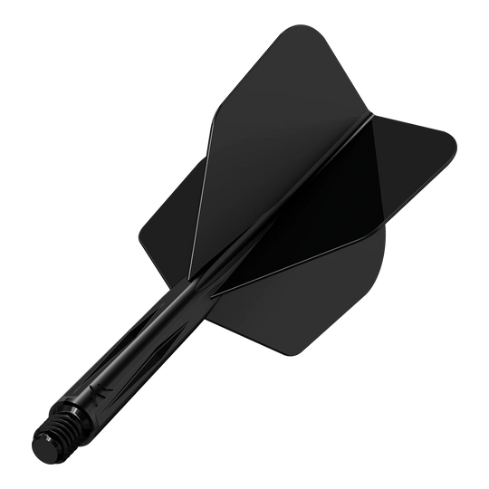 Mission Force 90 No6 Flight Shaft System - Black Das Bild zeigt das Produkt "Mission Force 90 No6 Flight-Shaft-System - Schwarz". Es handelt sich um ein schwarzes Dart-Flight- und Schaftsystem in moderner Ausführung.