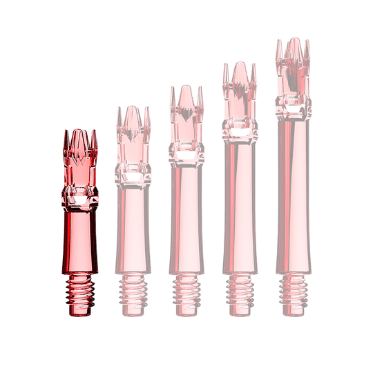 L-Style L-System Replacement Shafts - Clear Red Hier sieht man eine rote transparente Ersatzshaft. Die Shaft wird unter Lichteinfall gezeigt.