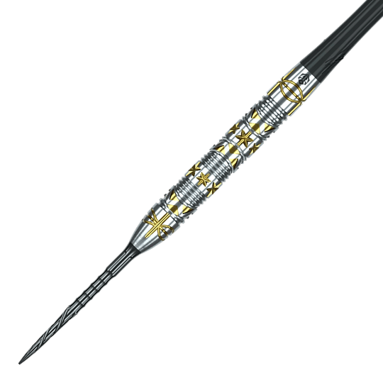 Caliburn Halo H1 steel darts - 22.5 g Das Bild zeigt die Caliburn Halo H1 Steeldarts mit einem Gewicht von 22,5 g. Die Darts haben ein elegantes Design und sind besonders für präzise Würfe geeignet.