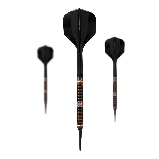 Harrows Tungsten Trinity soft darts Harrows Wolfram Trinity Softdarts als Set abgebildet. Das Set bietet mehrere Softdarts für das Dartspiel.