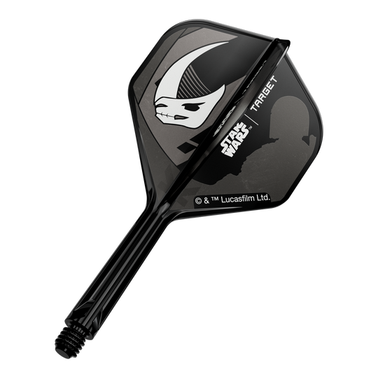 Das Bild zeigt das Produkt mit dem Dateinamen 410621_Target_StarWars_K-Flex_Mandalorian_Armour_No2_Standard_Flights_26mm_1a. Es ist wahrscheinlich ein Mandalorian Armour Dart-Flight.