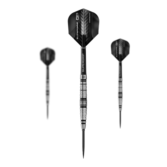Harrows Supergrip Torpedo Quick Point Steel Darts Das Bild zeigt die Harrows Supergrip Torpedo Quick Point Steeldarts. Das Produkt ist als 1 Set abgebildet.