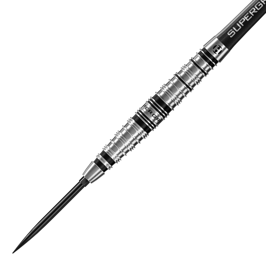 Zu sehen sind die Harrows Supergrip Torpedo Quick Point Steeldarts. Diese Darts bieten einen guten Griff und sind speziell für Steeldartspiele gefertigt.