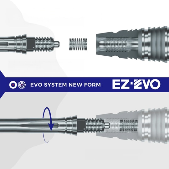 Caliburn EZ-EVO dart tips - Grooved - Rainbow Abbildung des Caliburn EZ-EVO Systems. Das Bild zeigt Komponenten oder Zubehör des Systems.