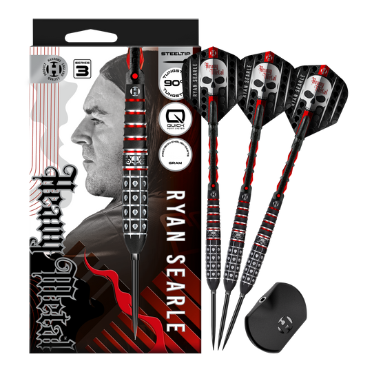 Harrow's Ryan Searle Series 3 Quick Point Steel Darts Auf dem Bild sind die Harrows Ryan Searle Series 3 Quick Point Steeldarts vollständig zu sehen. Diese Darts zeichnen sich durch hohe Qualität und gutes Design aus.