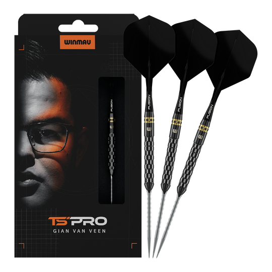 Winmau Gian Van Veen TS-PRO Switch Point Steeldarts Abgebildet sind Winmau Gian Van Veen TS-PRO Switch Point Steeldarts in voller Länge. Die Darts stechen durch ihre Form hervor.