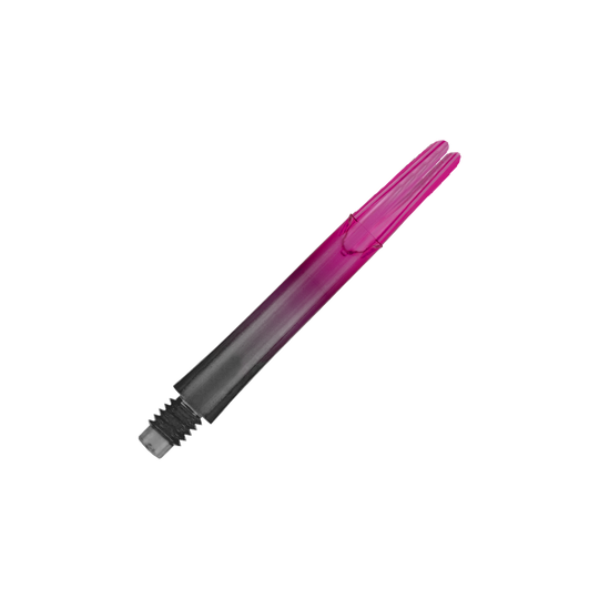 L-L-Style-Shaft Locked Straight Natural9 TwoTone Shafts - Pink Das Bild zeigt einen zweiteiligen Dart-Schaft in den Farben Schwarz und Pink. Der Schaft hat ein Schraubgewinde auf einer Seite und ist gerade geformt.