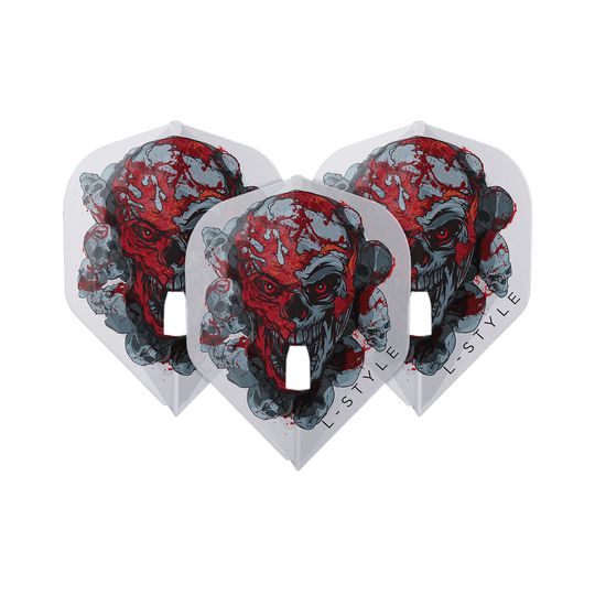 Abgebildet sind die L-Style Ryan Searle Signature V4 Clear White L1PRO Flights. Diese Flights sind speziell für Dartspieler entworfen.