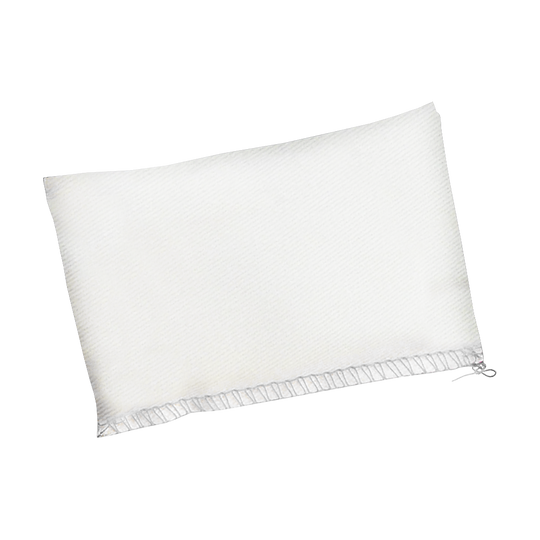 Finger Grip Talcum Cushion Das Bild zeigt ein weißes Talkumkissen namens "Finger Grip Talkumkissen". Es hat eine rechteckige Form und ist an einer Seite vernäht.