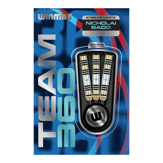 Winmau Team 360 Nicholai Bado Steeldarts - 23g Winmau Team 360 Nicholai Bado Steeldarts - 23g wird gezeigt. Das Foto veranschaulicht den Dartpfeil aus einer anderen Perspektive.