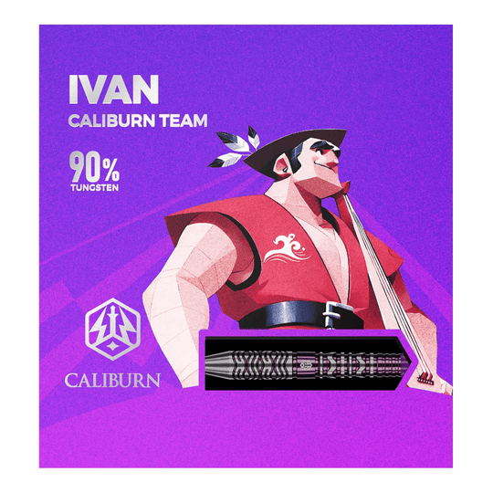 Zu sehen sind die Caliburn Awakening Ivan Steeldarts. Diese Steeldarts sind bekannt für ihre Präzision.