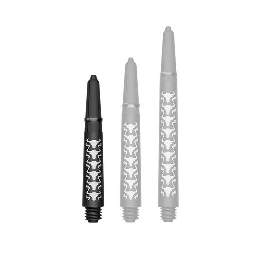 Bulls NL Capo Carbon Shafts - White Das Bild zeigt einen kurzen weißen Carbon Shaft für Darts. Der Schaft ist etwa 34 mm lang und aus Kohlefaser.