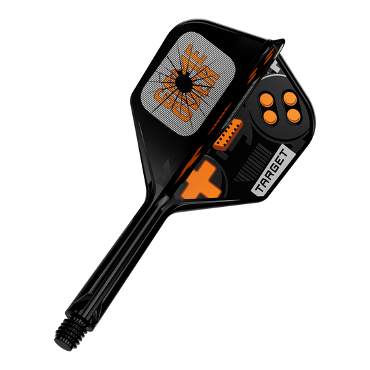 Target K-Flex Game Over No6 Flights Das Bild zeigt einen einzelnen Dart Flight. Es handelt sich um das Modell 410577 Target K-Flex GameOver No6 Flights 26mm.