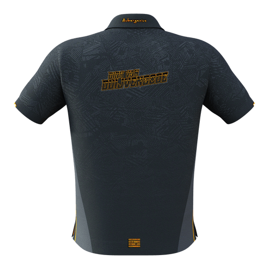 Das Bild zeigt das Bulls NL Dirk Van Duijvenbode Matchshirt 2025 von hinten. Auf dem Rücken steht der Name "Dirk Van Duijvenbode" in gelber Schrift.