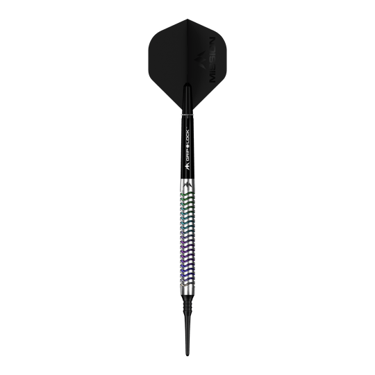 Mission Mirage soft darts - 20g Hier ist ein Mission Mirage Softdarts - 20g abgebildet. Das Bild hebt die Details des Softdarts hervor.