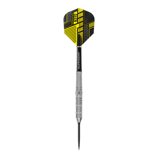 Abgebildet sind die Harrows NX90 Parallel Quick Point Steeldarts. Die Darts haben ein modernes Design und sind speziell für Präzision entwickelt.