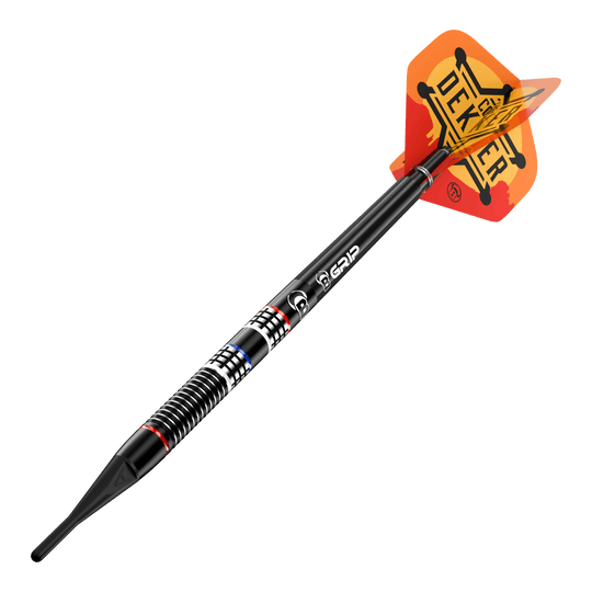 Bulls Cor Dekker The Sheriff Soft Darts - 20g Dies ist ein Bild der Bulls Cor Dekker The Sheriff Softdarts - 20g. Das Produkt wird deutlich von der Seite gezeigt.