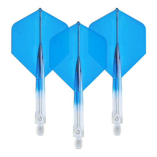 Unicorn Forge Two Tone No2 Standard Flights - Clear Blue Unicorn Forge Two Tone No2 Standard Flights in Klar Blau, Medium, als Set dargestellt. Sie eignen sich zum Auswechseln für Dartpfeile.