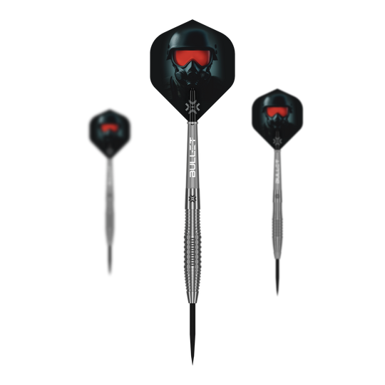 Bullet Ranger steel darts Dieses Bild zeigt ein Set der Bullet Ranger Steeldarts. Das Produkt ist ideal für Dartspieler.