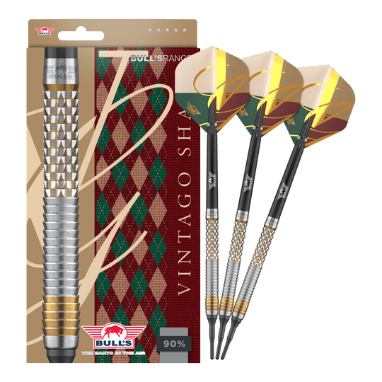 Dies ist ein Bild von Bulls NL Vintago Shark Softdarts - 18g. Zu sehen sind hochwertige Softdarts für den Dartsport.