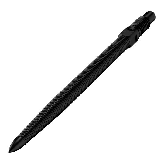 Bulls NL Convertible Point Dart Tips - Micro Grip - Black Das Bild zeigt eine einzelne schwarze Dartspitze mit feiner MicroGrip-Struktur. Diese trägt den Namen BU57704_BullsNL_Convertible_Points_MicroGrip_Schwarz_32mm_2.