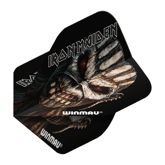 Das Bild zeigt die Winmau Iron Maiden Book Of Souls Standard Flights. Auf den Flights ist ein düsteres Motiv aus dem "Book Of Souls"-Album von Iron Maiden abgebildet.