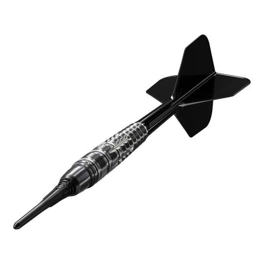 Abgebildet sind die Target Black Marque Blaze Softdarts - 18g. Die Darts haben ein modernes und präzises Design.