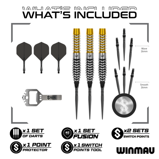Winmau Exion Torpedo Switch Points Steeldarts Auf dem Bild ist wahrscheinlich ein Winmau Exion Torpedo Switch Points Steeldarts aus einer weiteren Ansicht zu sehen. Es illustriert ein Darts-Produkt.