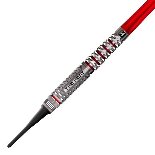 Harrows Damon Heta Geo Softdarts - 18g Harrows Damon Heta Geo Softdarts mit 18g sind dargestellt. Die Darts sind metallisch und präzise gearbeitet.