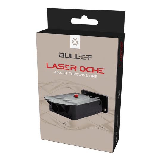 Bullet Laser Oche zur Anzeige der Oche-Linie für Darts. Das Gerät erleichtert die Einhaltung der richtigen Abwurfdistanz.