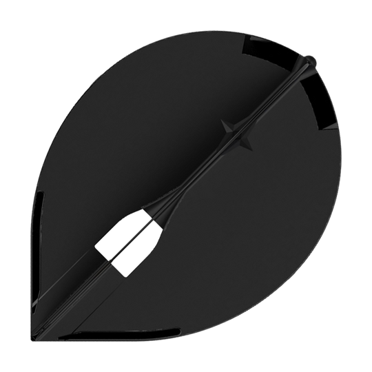 L-Style Champagne L2PRO Teardrop Flights - Black Das Bild zeigt ein schwarzes L-Style Champagne L2PRO Teardrop Flight. Es handelt sich um ein Zubehörteil für Dartpfeile in Tropfenform.