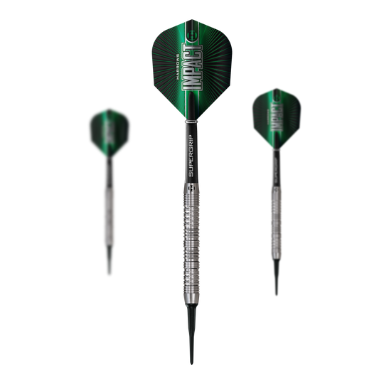 Harrows Impact Soft Darts Das Bild zeigt ein Set der Harrows Impact Softdarts. Mehrere Darts sind zusammen zu sehen.