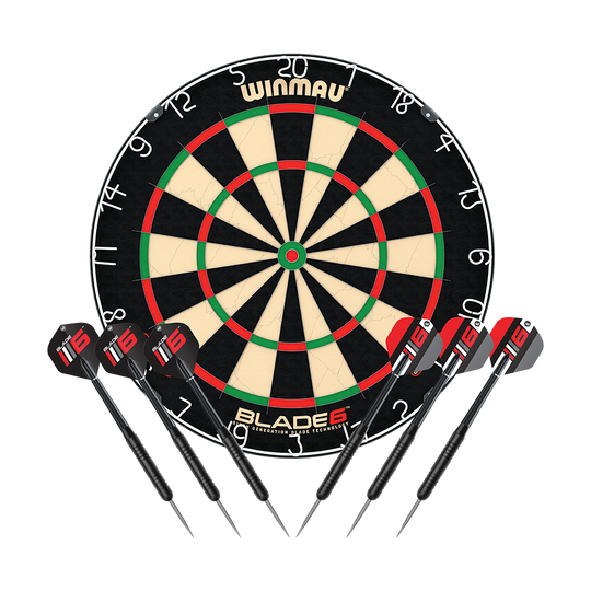 Winmau Blade 6 Dartboard Set mit 2 Sets Winmau Steeldarts