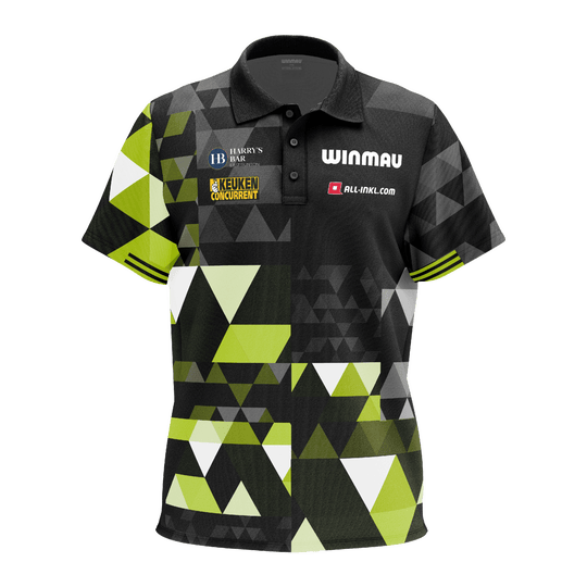Winmau Michael Van Gerwen fan edition polo shirt Poloshirt der Winmau Michael Van Gerwen Fan-Edition. Das Produkt ist als Fanartikel für Michael Van Gerwen entworfen.
