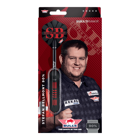 Bulls NL Stefan Bellmont 90 steel darts - 23g Gezeigt werden die Bulls NL Stefan Bellmont 90 Steeldarts 23g. Sie sind ideal für den Einsatz im Wettkampfsport geeignet.