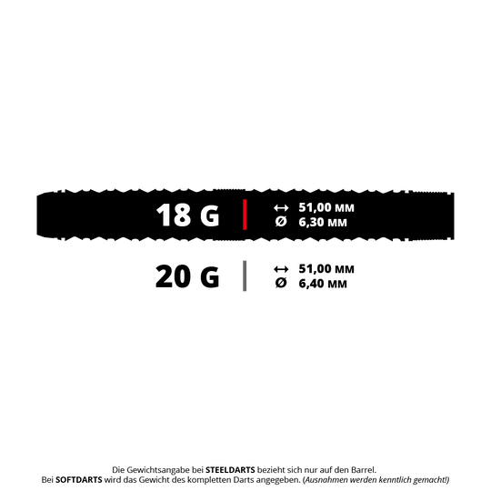 Harrows Tungsten Trinity soft darts Abgebildet ist ein Harrows Wolfram Trinity Softdart mit 18g. Der Dartpfeil ist detailliert zu erkennen.
