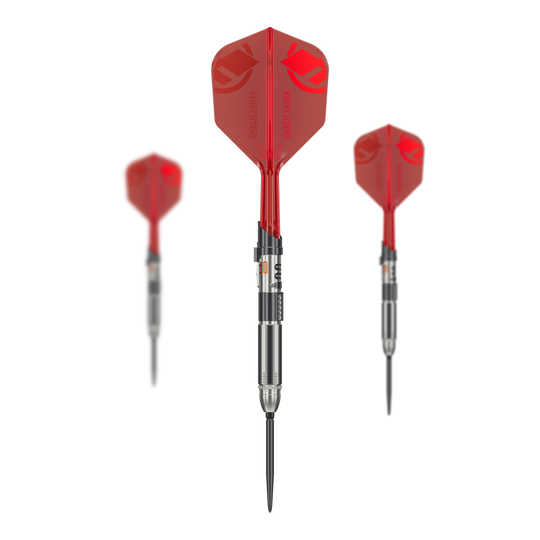 Auf dem Bild sind die Target Star Wars Darth Vader Light Saber Limited Edition Steeldarts - 24g zu sehen. Es handelt sich um eine limitierte Edition im Stil von Darth Vaders Lichtschwert.