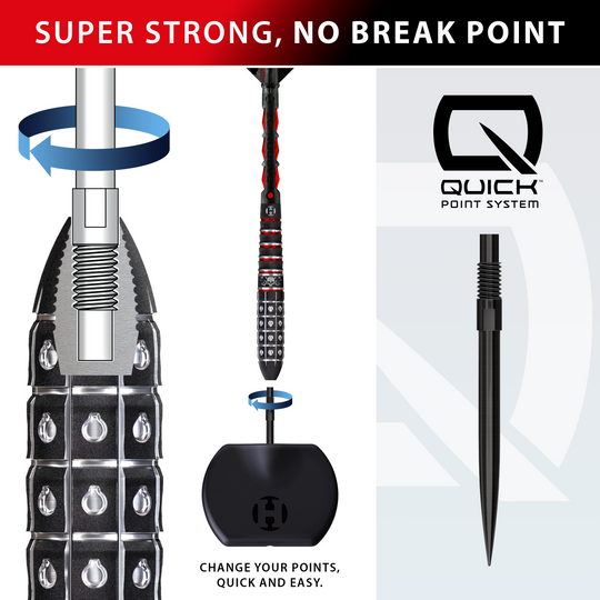 Harrow's Ryan Searle Series 3 Quick Point Steel Darts Das Bild stellt die Harrows Ryan Searle Series 3 Quick Point Steeldarts dar. Die Steeldarts sind robust und für fortgeschrittene Spieler geeignet.