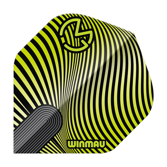 Dieses Bild zeigt die Winmau Prism Delta MvG Green Black No2 Standard Flights. Die Flights sind in den Farben Grün und Schwarz gehalten.